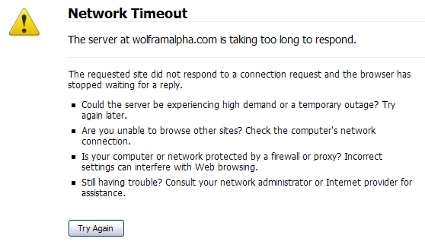 Wolfram|Alpha: Network Timeout Error