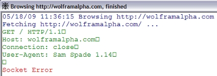 SamSpade returns a Socket Error for http://wolframalpha.com