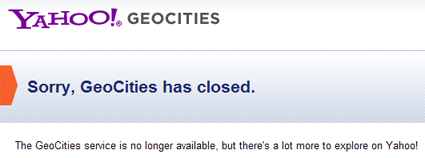 Sorry, Geocities Has Closed.